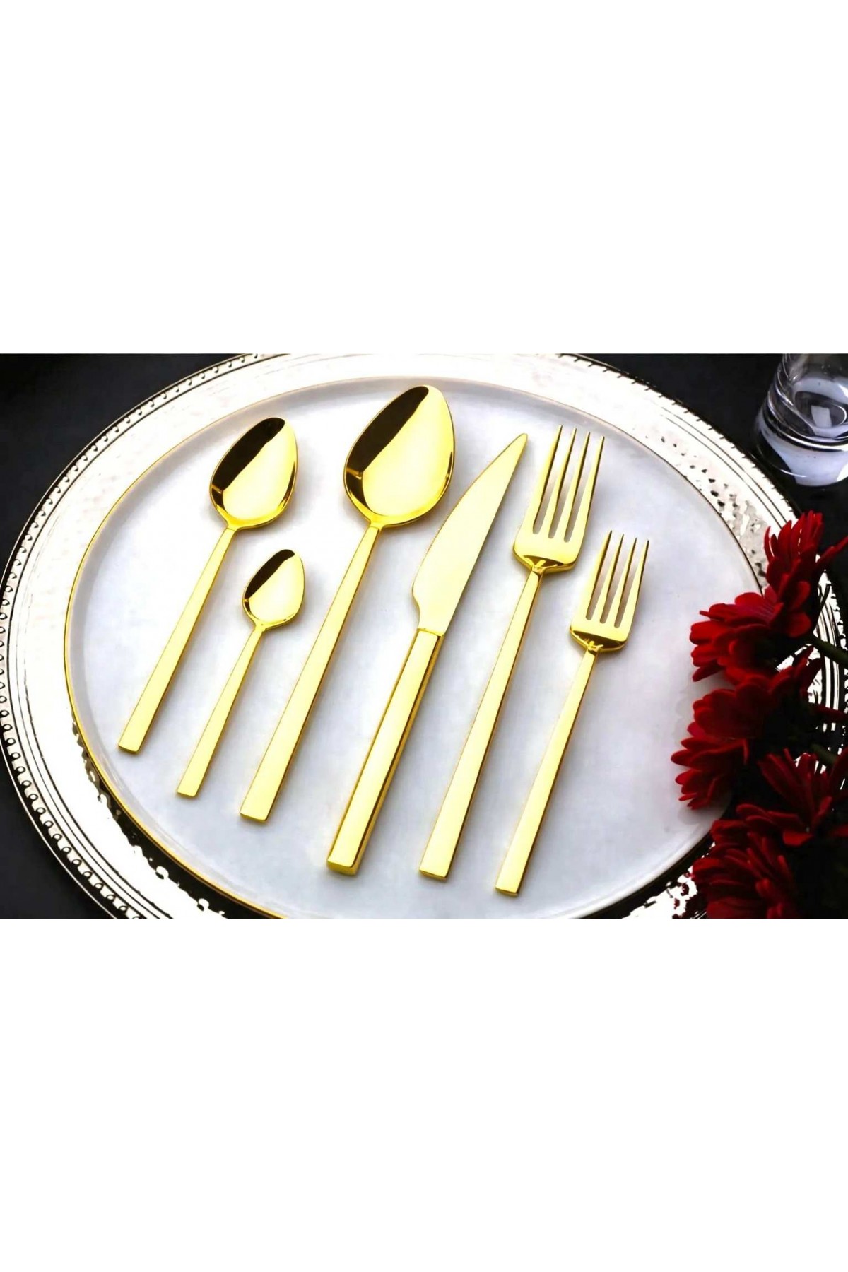 Rollers Mercan model 72 parça 12 kişilik  gold set 18/10 paslanmaz çelik 3 mm