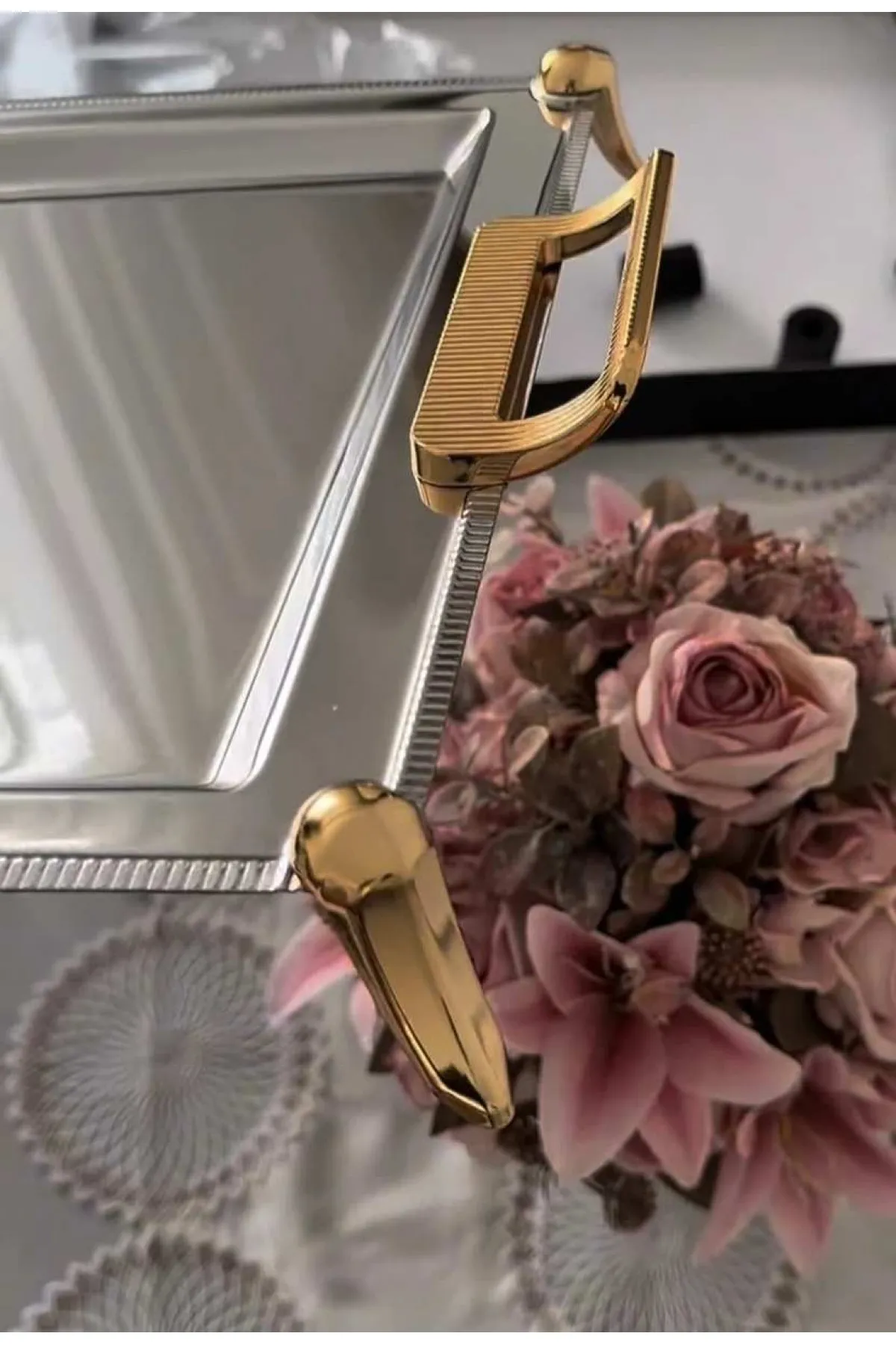 Tiamo Mios Ayaklı Çay Tepsi Kordon Gold