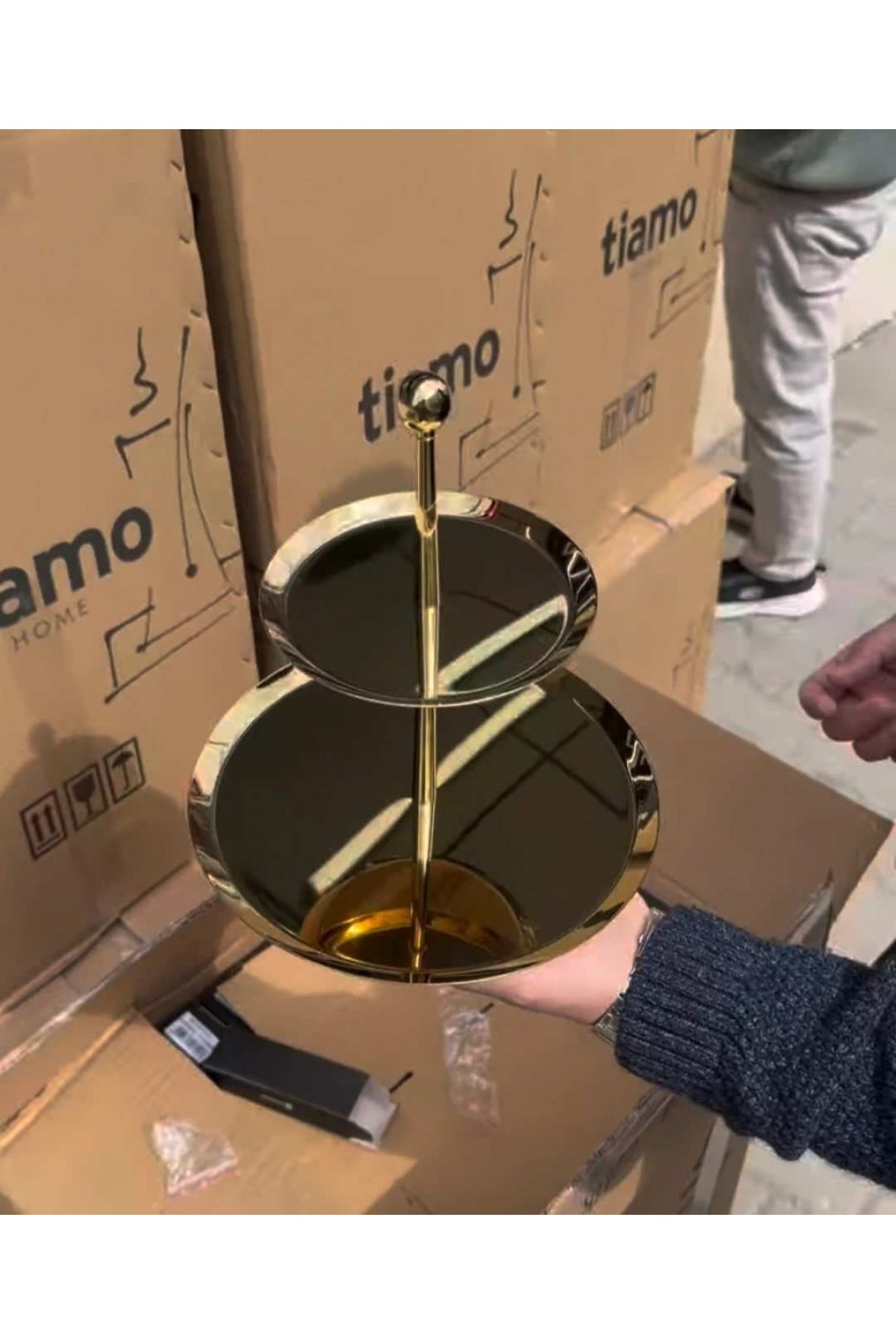 TİAMO 2 KATLI ÇELİK GOLD SUNUMLUK ORTA BOY
