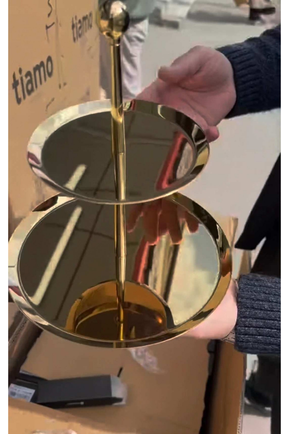 TİAMO 2 KATLI ÇELİK GOLD SUNUMLUK ORTA BOY
