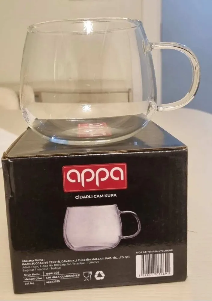 ÇİFT ÇIDARLI CAM KUPA APPA-008