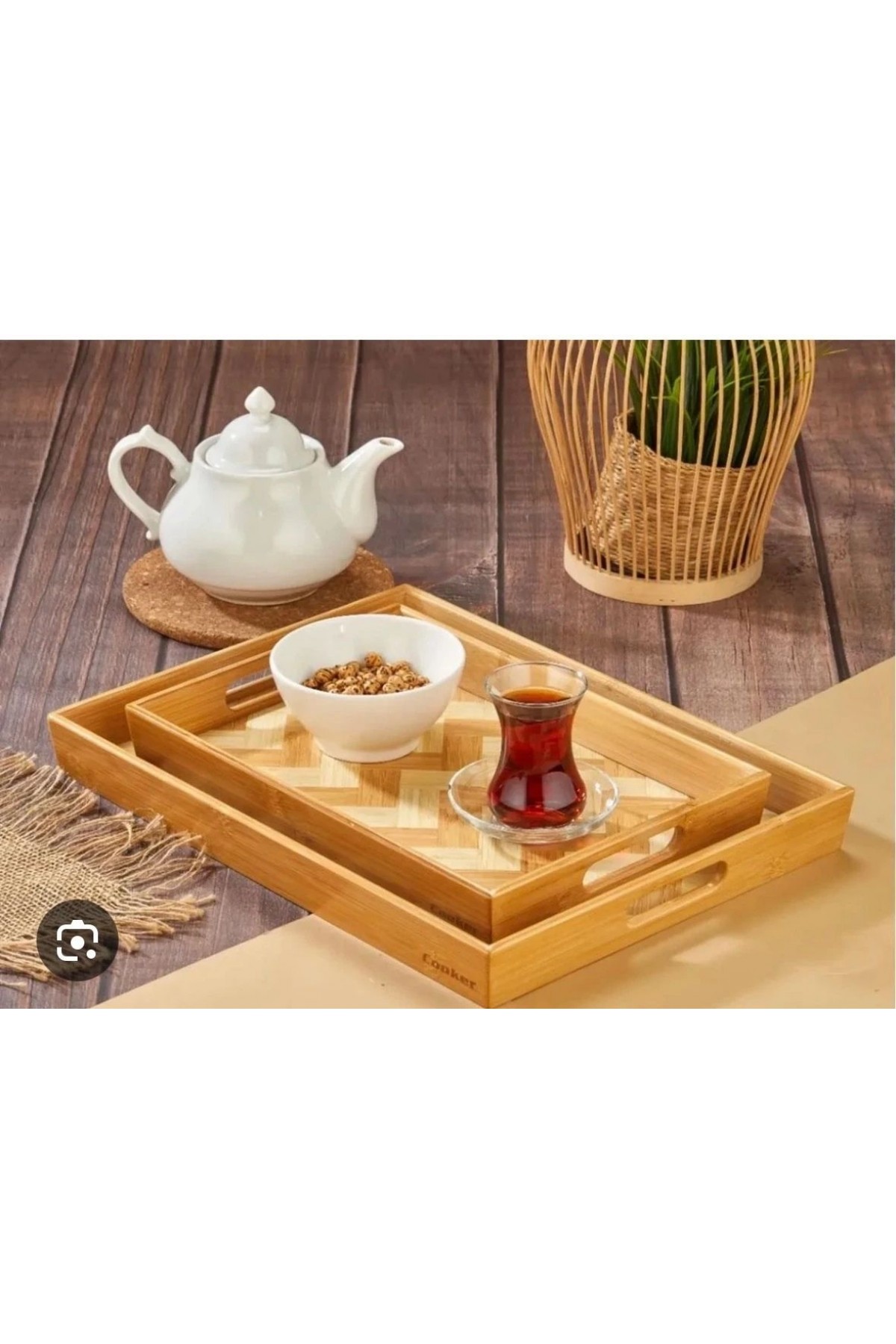 2’li bambu tepsi